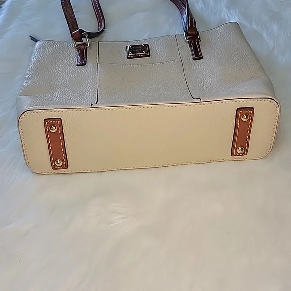 DOONEY & BOURKE Lexington Cream Pebbled Leather Tan Double Handle‎ Zip Tote Bag - Picture 3 of 15